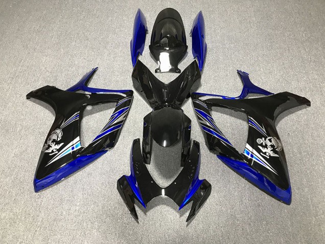 Azul Brillante & Negro Personalizado 06-07 GSXR 600-750 Carenado Moto