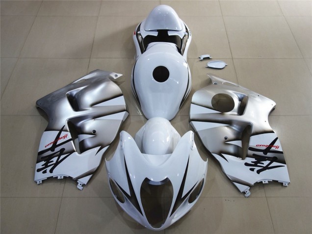 Blanco & Plata Brillante 97-07 GSXR 1300 Carenado Moto