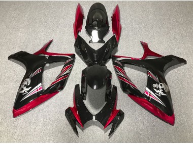 Diseño Rojo Brillante & Negro 06-07 GSXR 600-750 Carenado Moto