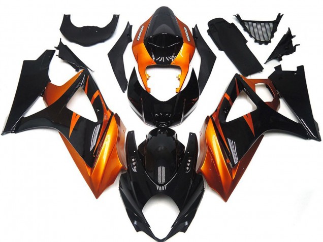 Estilo Naranja & Negro Brillante 07-08 GSXR 1000 Carenado Moto