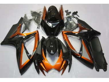 Naranja Brillante & Negro 06-07 GSXR 600-750 Carenado Moto