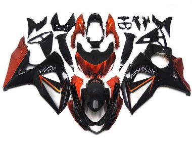 Naranja & Negro Personalizados Con Incrustaciones Plateadas 09-16 GSXR 1000 Carenado Moto