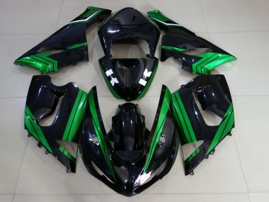 Negro Brillante & Verde Eléctrico 05-06 ZX6R Carenado Moto