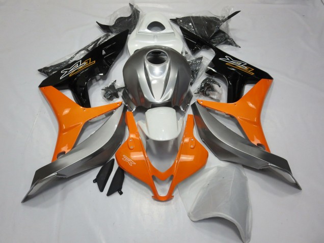 Plata Blanco & Naranja 07-08 CBR600RR Carenado Moto