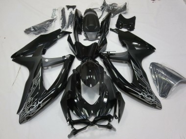 Plata & Negro 08-10 GSXR 600-750 Carenado Moto