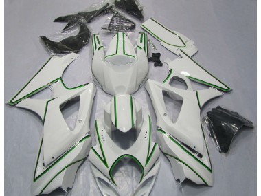 Raya Pin Verde Blanco Brillante 07-08 GSXR 1000 Carenado Moto