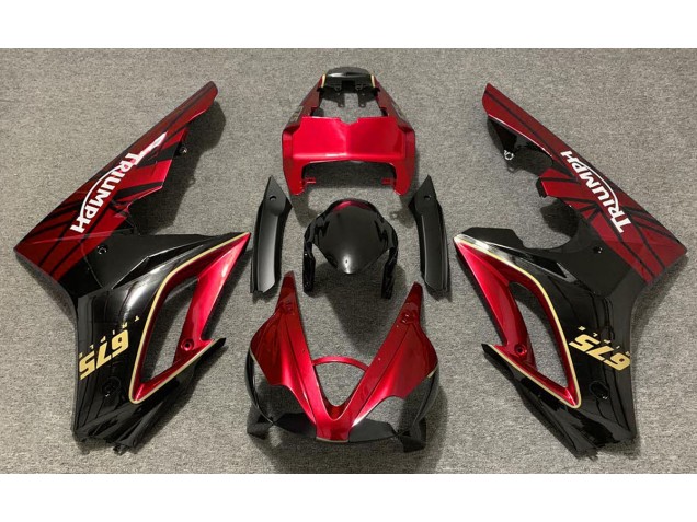 Rojo Brillante & Negro 09-12 Daytona 675 Carenado Moto