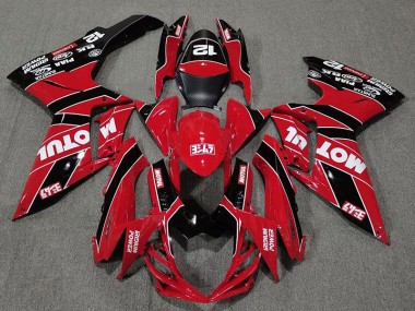 Rojo Brillante & Negro Motul 11-24 GSXR 600-750 Carenado Moto