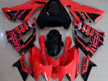 Rojo & Negro & Logotipos 04-05 ZX10R Carenado Moto