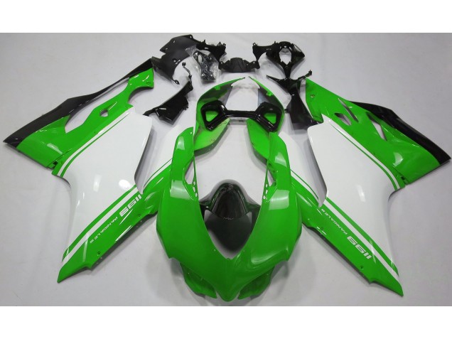 Verde Brillo Blanco & Negro 11-14 Ducati 1199 Carenado Moto